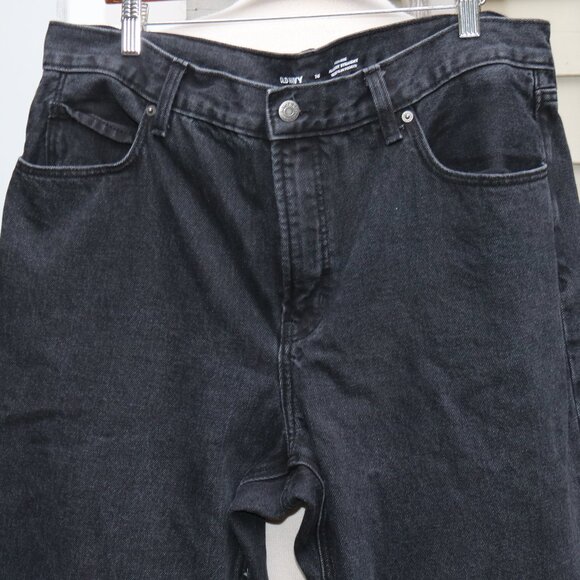 Old Navy Black High-Rise Slouchy Straight Secret Slim Pockets Cotton Jeans Sz 16 - Picture 2 of 6
